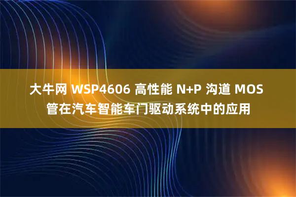 大牛网 WSP4606 高性能 N+P 沟道 MOS 管在汽车智能车门驱动系统中的应用