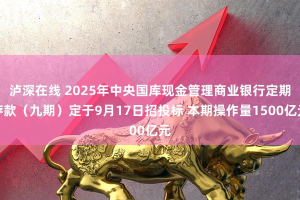 泸深在线 2025年中央国库现金管理商业银行定期存款（九期）定于9月17日招投标 本期操作量1500亿元