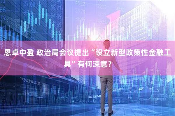 恩卓中盈 政治局会议提出“设立新型政策性金融工具”有何深意？