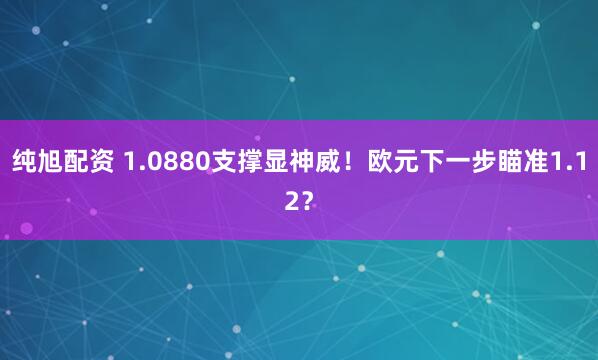 纯旭配资 1.0880支撑显神威！欧元下一步瞄准1.12？